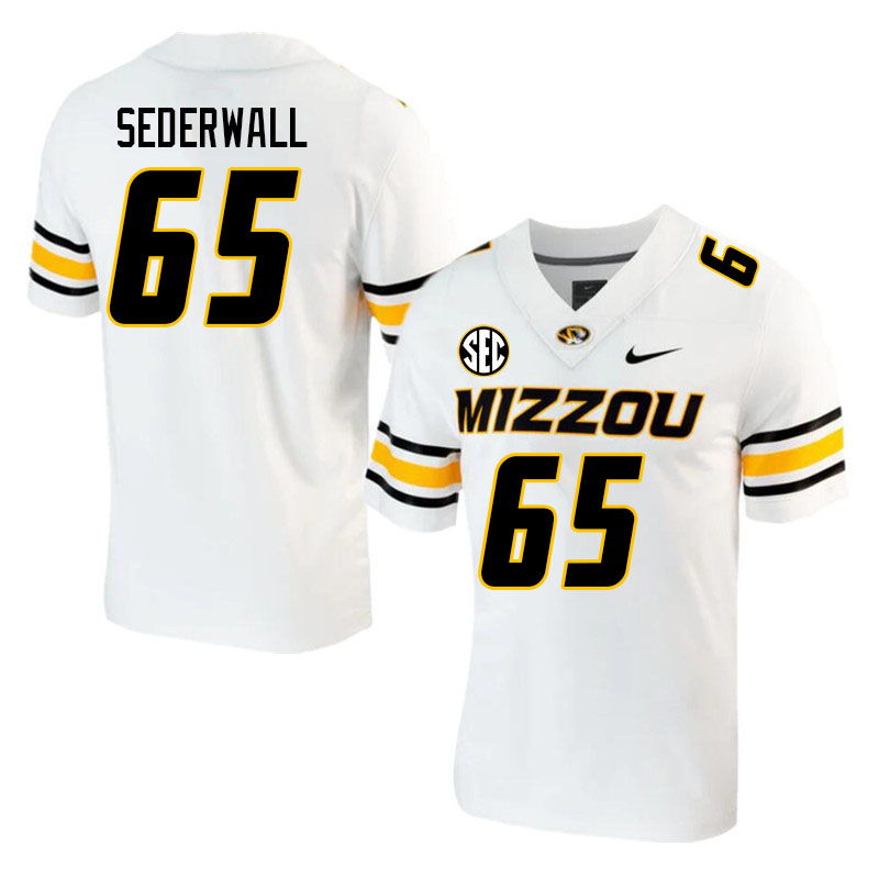 Men #65 Trenton Sederwall Missouri Tigers College 2023 Football Stitched Jerseys Sale-White